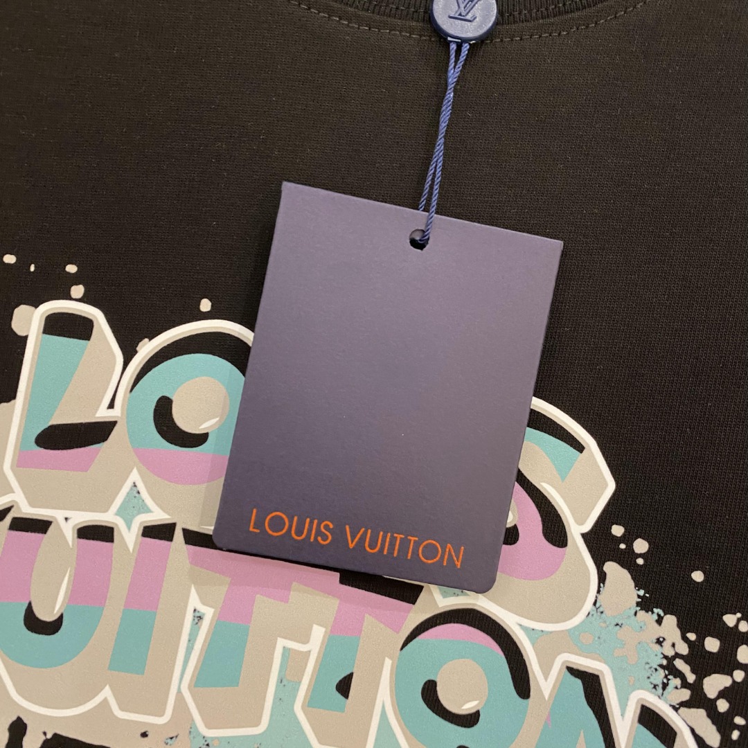 最高級ルイヴィトンスーパーコピー服 ルイヴィトンTシャツコピー ビーズエンブロイダードコットンTシャツ ブラック 202405035 コットン 100% - 画像 (3)