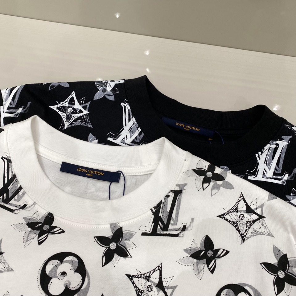 最高級ルイヴィトンスーパーコピー服 ルイヴィトンTシャツコピー フローラルモノグラムTシャツ ホワイト ブラック 202405043 コットン 100% - 画像 (7)