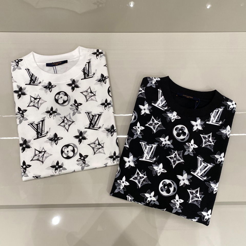 最高級ルイヴィトンスーパーコピー服 ルイヴィトンTシャツコピー フローラルモノグラムTシャツ ホワイト ブラック 202405043 コットン 100% - 画像 (2)