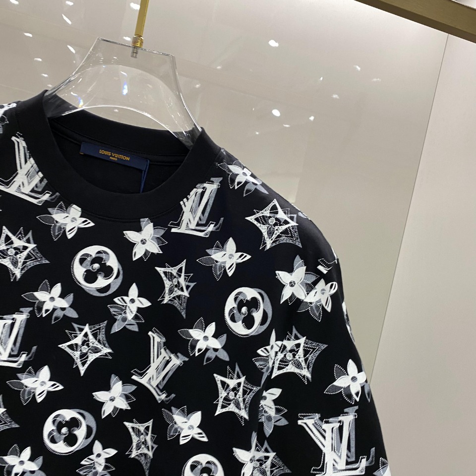 最高級ルイヴィトンスーパーコピー服 ルイヴィトンTシャツコピー フローラルモノグラムTシャツ ブラック 202405045 コットン 100% - 画像 (6)