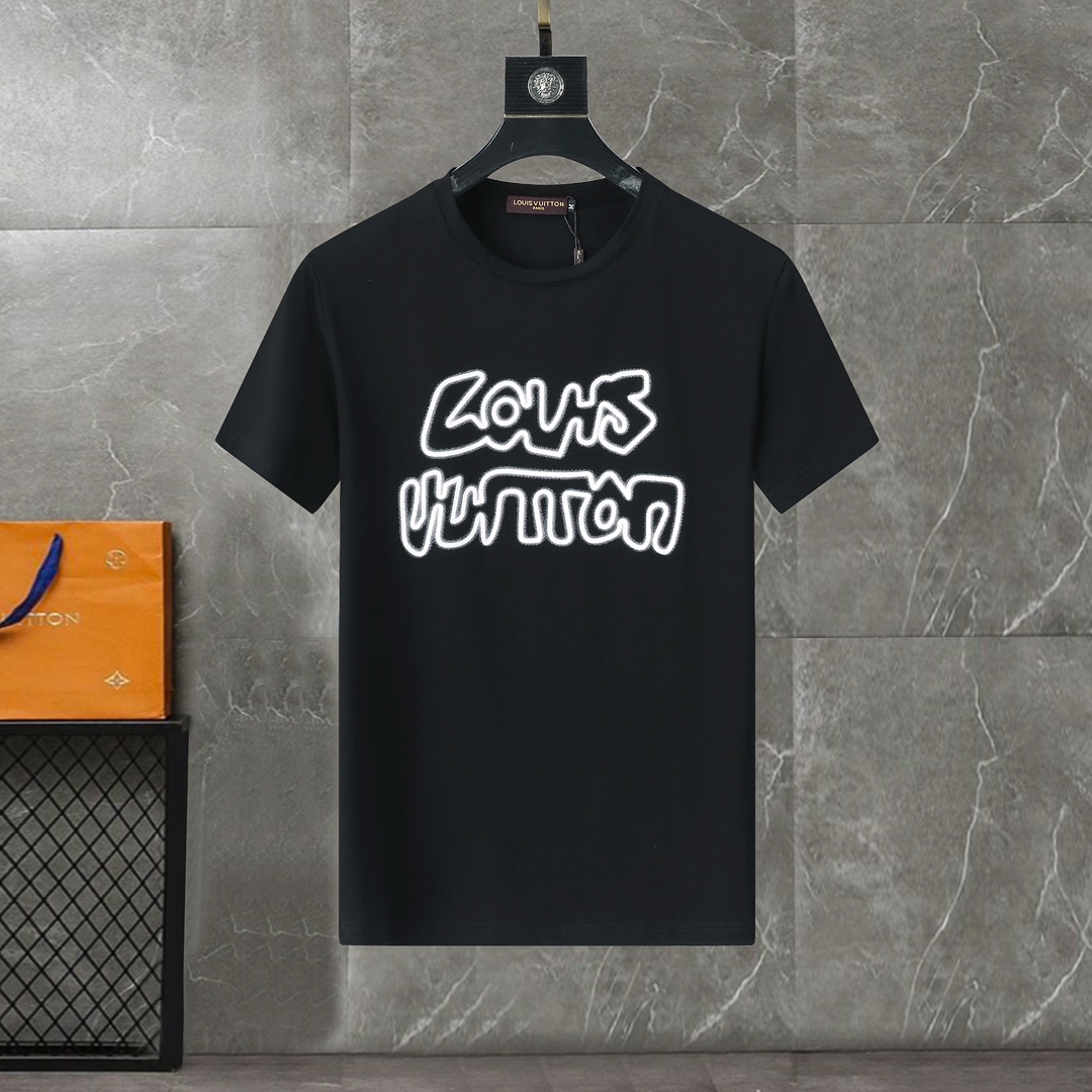 最高級ルイヴィトンスーパーコピー服 ルイヴィトンTシャツコピー Louis VuittonプリントTシャツ ホワイト ブラック 202405049 コットン 100% - 画像 (9)