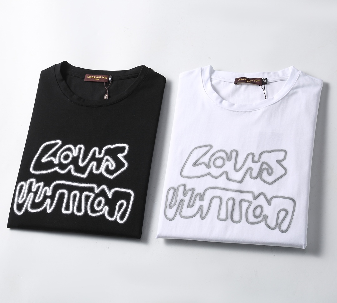 最高級ルイヴィトンスーパーコピー服 ルイヴィトンTシャツコピー Louis VuittonプリントTシャツ ホワイト ブラック 202405049 コットン 100% - 画像 (6)