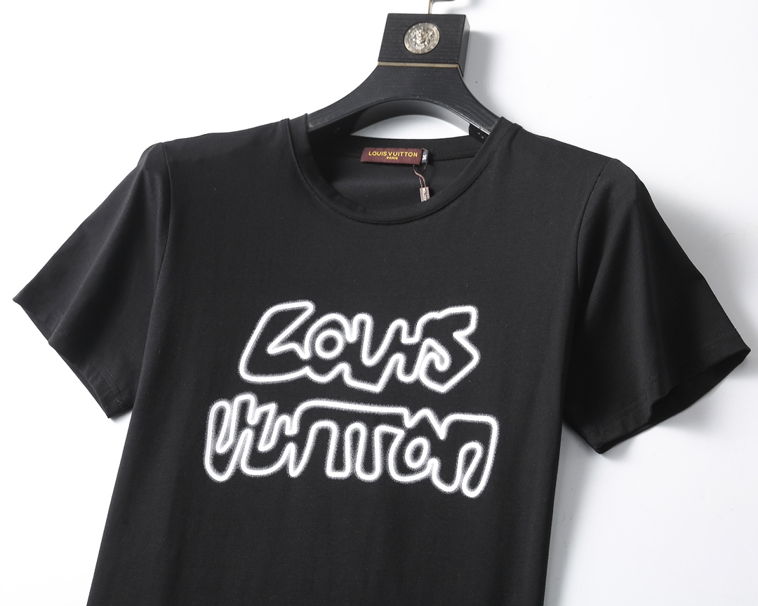 最高級ルイヴィトンスーパーコピー服 ルイヴィトンTシャツコピー Louis VuittonプリントTシャツ ホワイト ブラック 202405049 コットン 100% - 画像 (5)