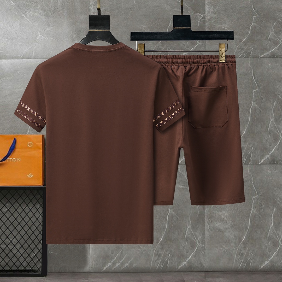 最高級ルイヴィトンスーパーコピー服 ルイヴィトンハーフパンツコピー セットアップ 2点セット LVスノーフレークTシャツ ショートパンツ ブラック 202405050 コットン 100% - 画像 (7)