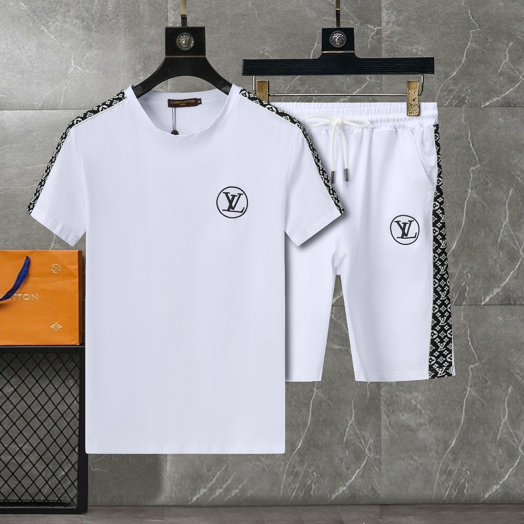 最高級ルイヴィトンスーパーコピー服 ルイヴィトンハーフパンツコピー セットアップ 2点セット クラシックTシャツ ハーフパンツ ブラック ホワイト 202405051 コットン 100% - 画像 (9)