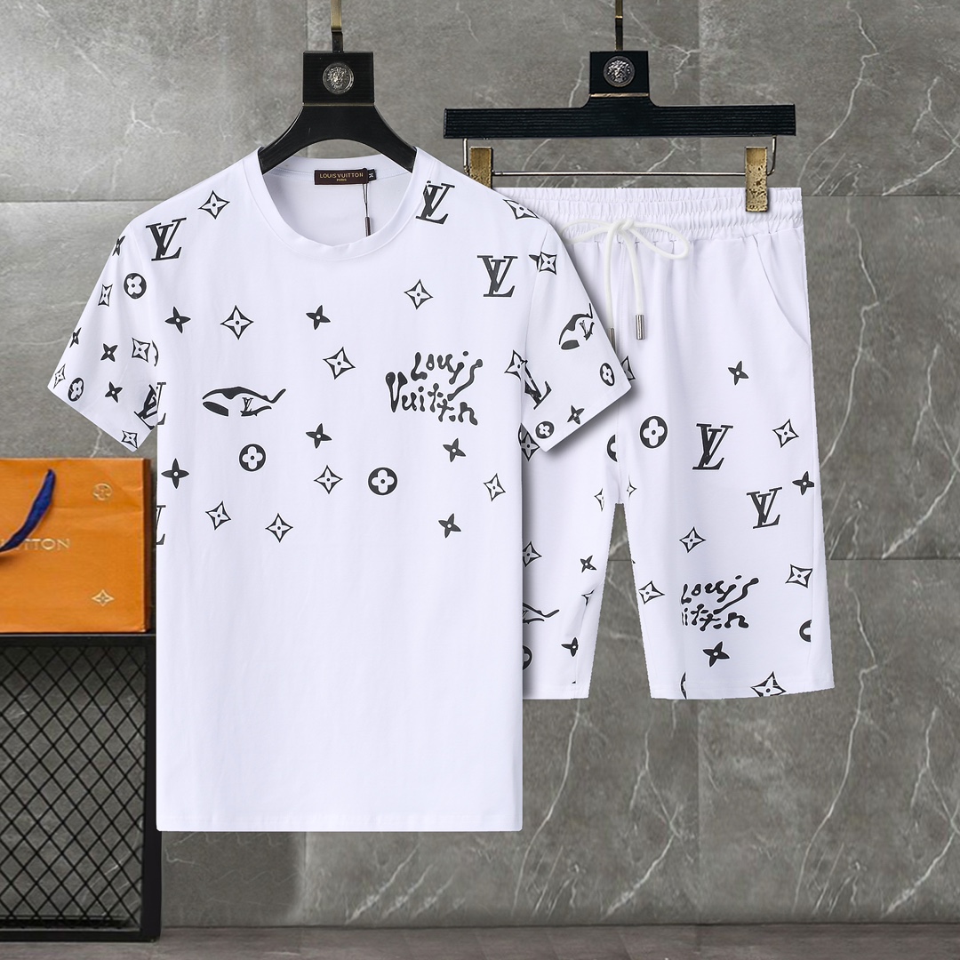 最高級ルイヴィトンスーパーコピー服 ルイヴィトンハーフパンツコピー セットアップ 2点セット モノグラムTシャツ ハーフパンツ ブラック ホワイト 202405053 コットン 100% - 画像 (9)