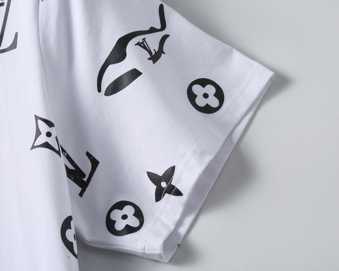 最高級ルイヴィトンスーパーコピー服 ルイヴィトンハーフパンツコピー セットアップ 2点セット モノグラムTシャツ ハーフパンツ ブラック ホワイト 202405053 コットン 100% - 画像 (4)