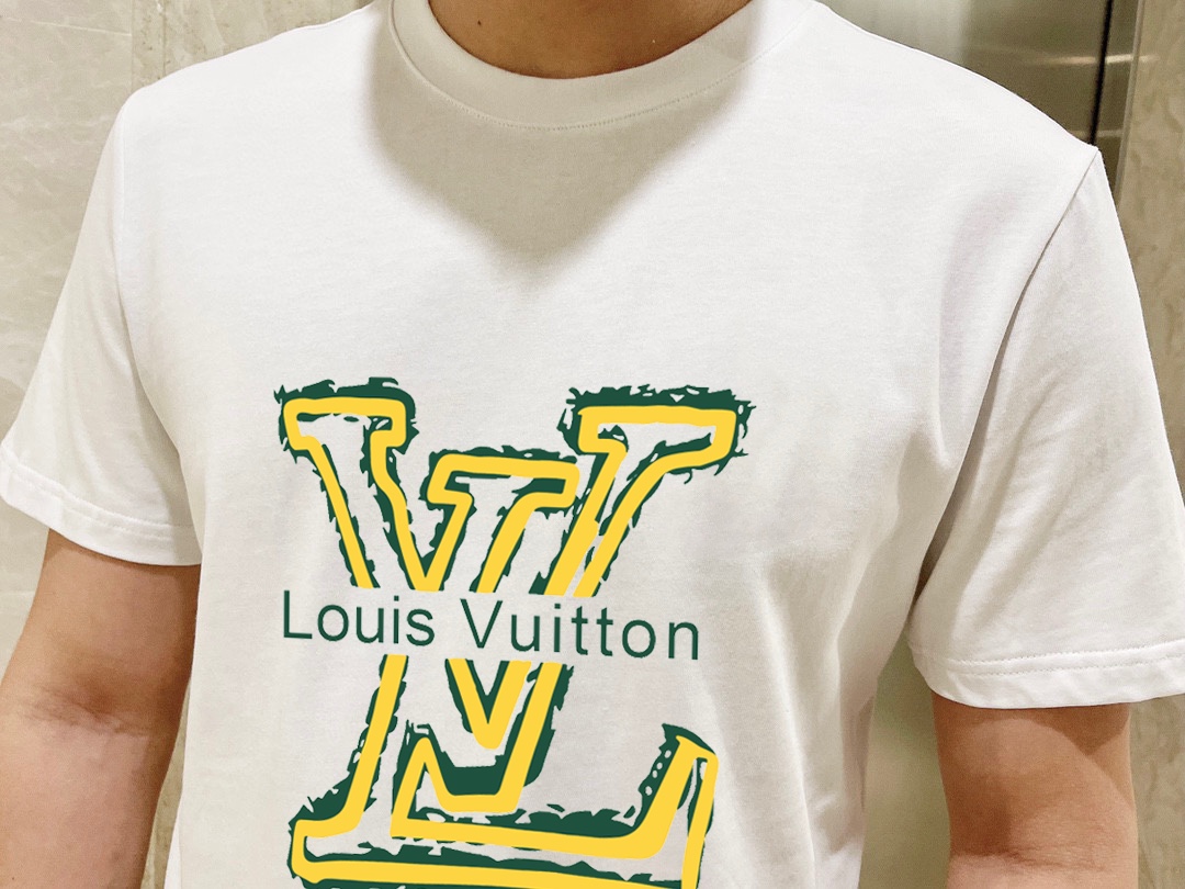 最高級ルイヴィトンスーパーコピー服 ルイヴィトンパンツコピー セットアップ 2点セット モノグラムTシャツ スラックス ブラック ホワイト 202405055 コットン 100% - 画像 (2)