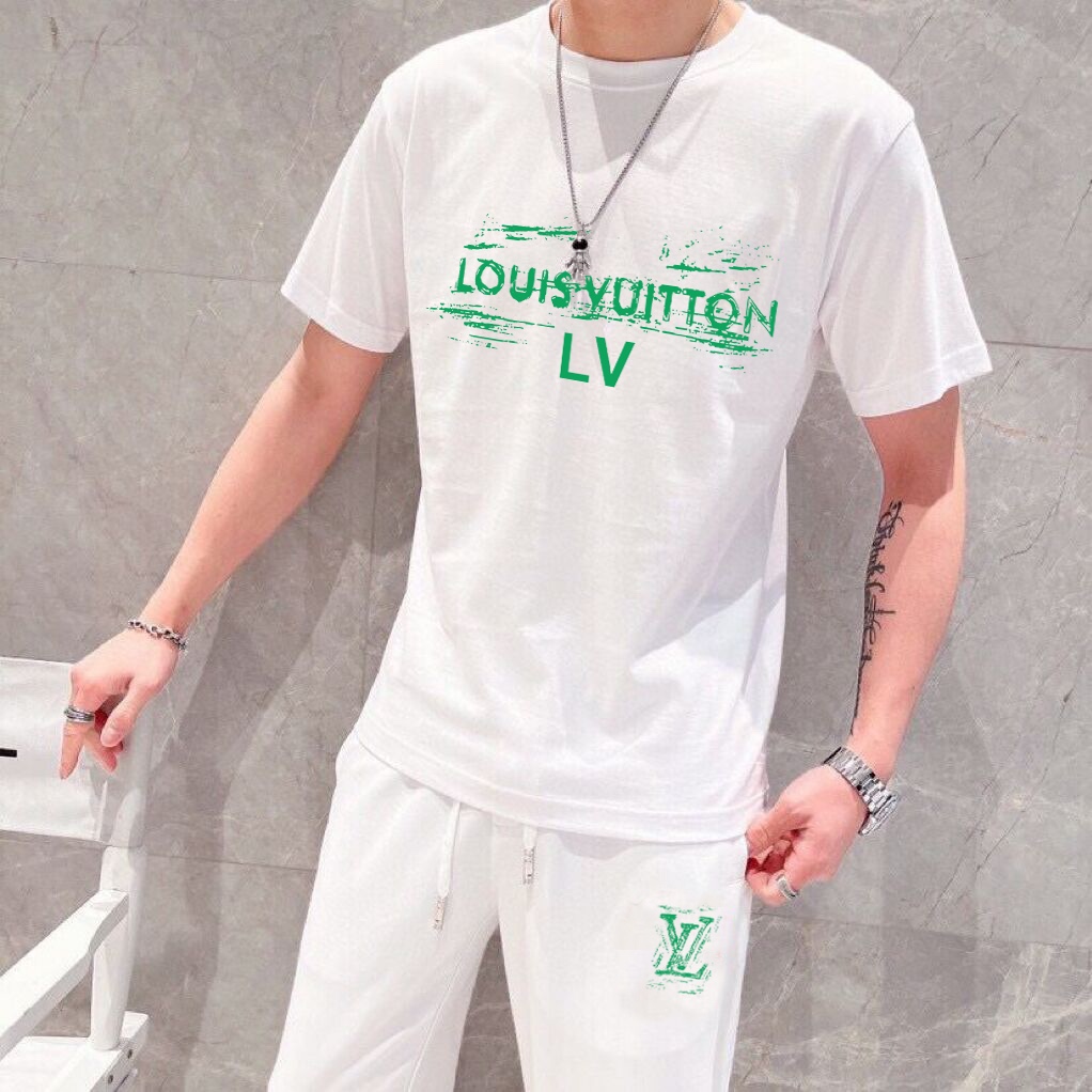 最高級ルイヴィトンスーパーコピー服 ルイヴィトンパンツコピー セットアップ 2点セット モノグラムTシャツ スラックス ホワイト 202405056 コットン 100% - 画像 (4)