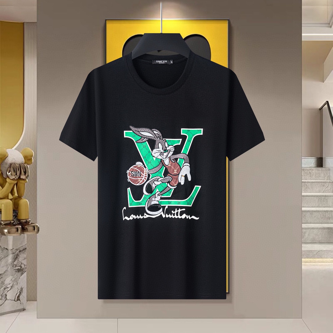 最高級ルイヴィトンスーパーコピー服 ルイヴィトンパンツコピー セットアップ 2点セット モノグラムTシャツ スラックス ブラック ホワイト 202405057 コットン 100% - 画像 (7)