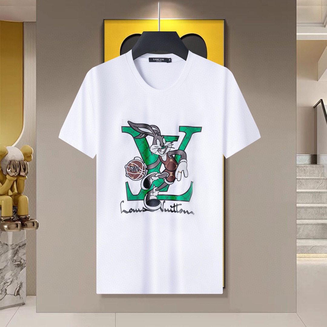 最高級ルイヴィトンスーパーコピー服 ルイヴィトンパンツコピー セットアップ 2点セット モノグラムTシャツ スラックス ブラック ホワイト 202405057 コットン 100% - 画像 (6)