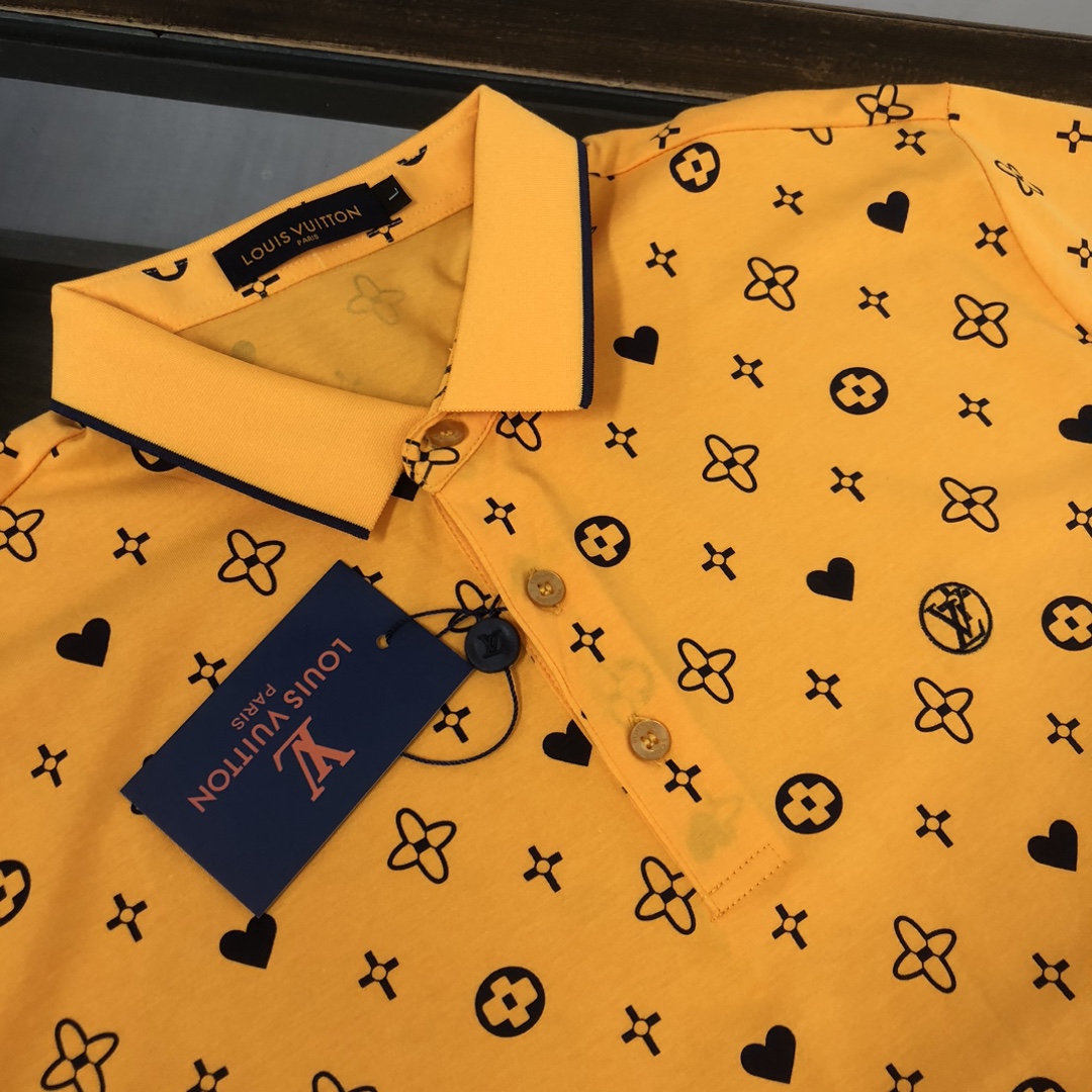 最高級ルイヴィトンスーパーコピー服 ルイヴィトンポロシャツコピー モノグラムポインテールショートスリーブコットンポロ イエロー コットン100% 202405063 - 画像 (7)