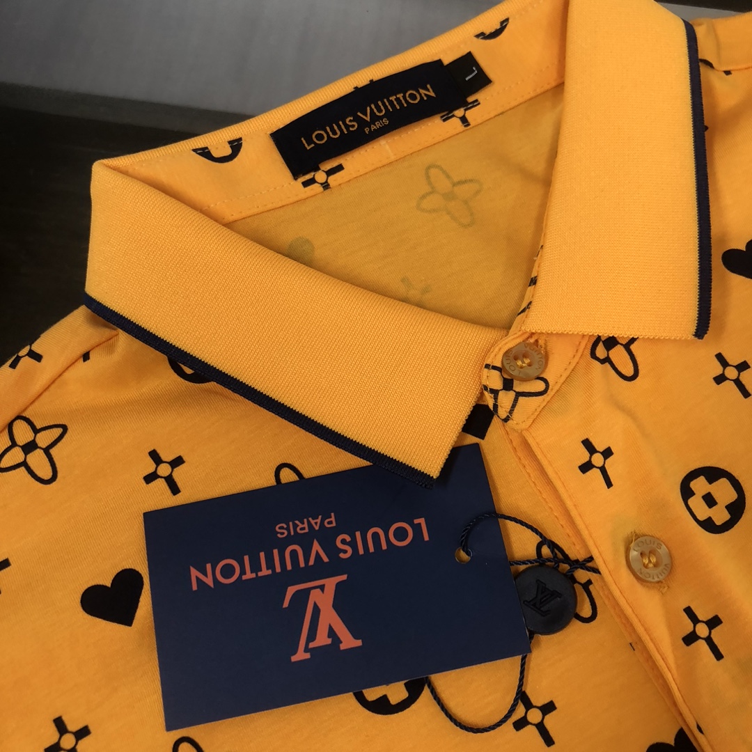 最高級ルイヴィトンスーパーコピー服 ルイヴィトンポロシャツコピー モノグラムポインテールショートスリーブコットンポロ イエロー コットン100% 202405063 - 画像 (6)