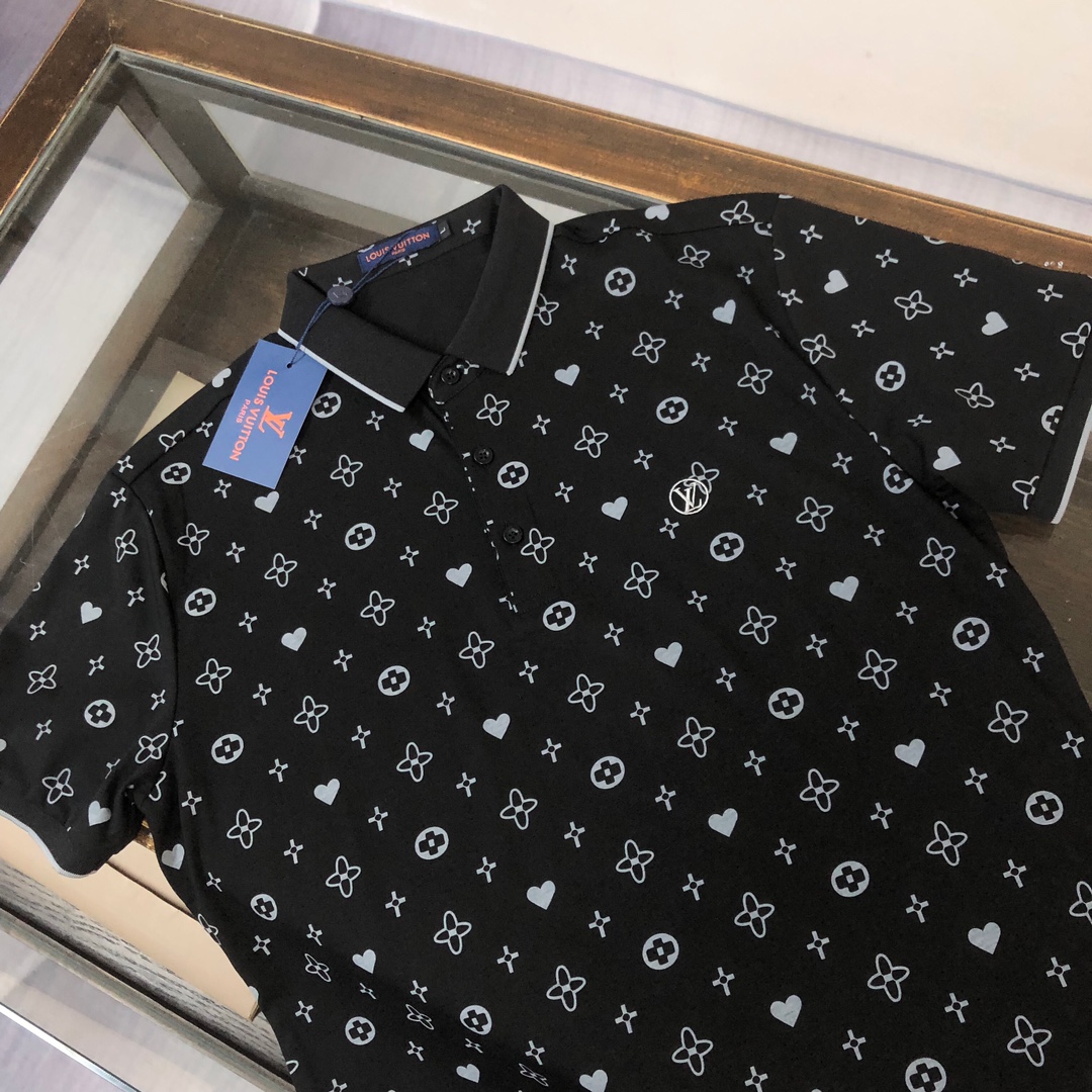 最高級ルイヴィトンスーパーコピー服 ルイヴィトンポロシャツコピー モノグラムポインテールショートスリーブコットンポロ ブラック コットン100% 202405066 - 画像 (8)