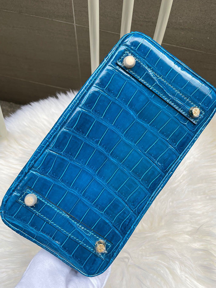 最高級HERMESスーパーコピー エルメスバーキン25コピー バーキン 25cm クロコダイル ニロティカスマット ブルーイズミール ゴールド金具 新品 2024W1077 - 画像 (7)
