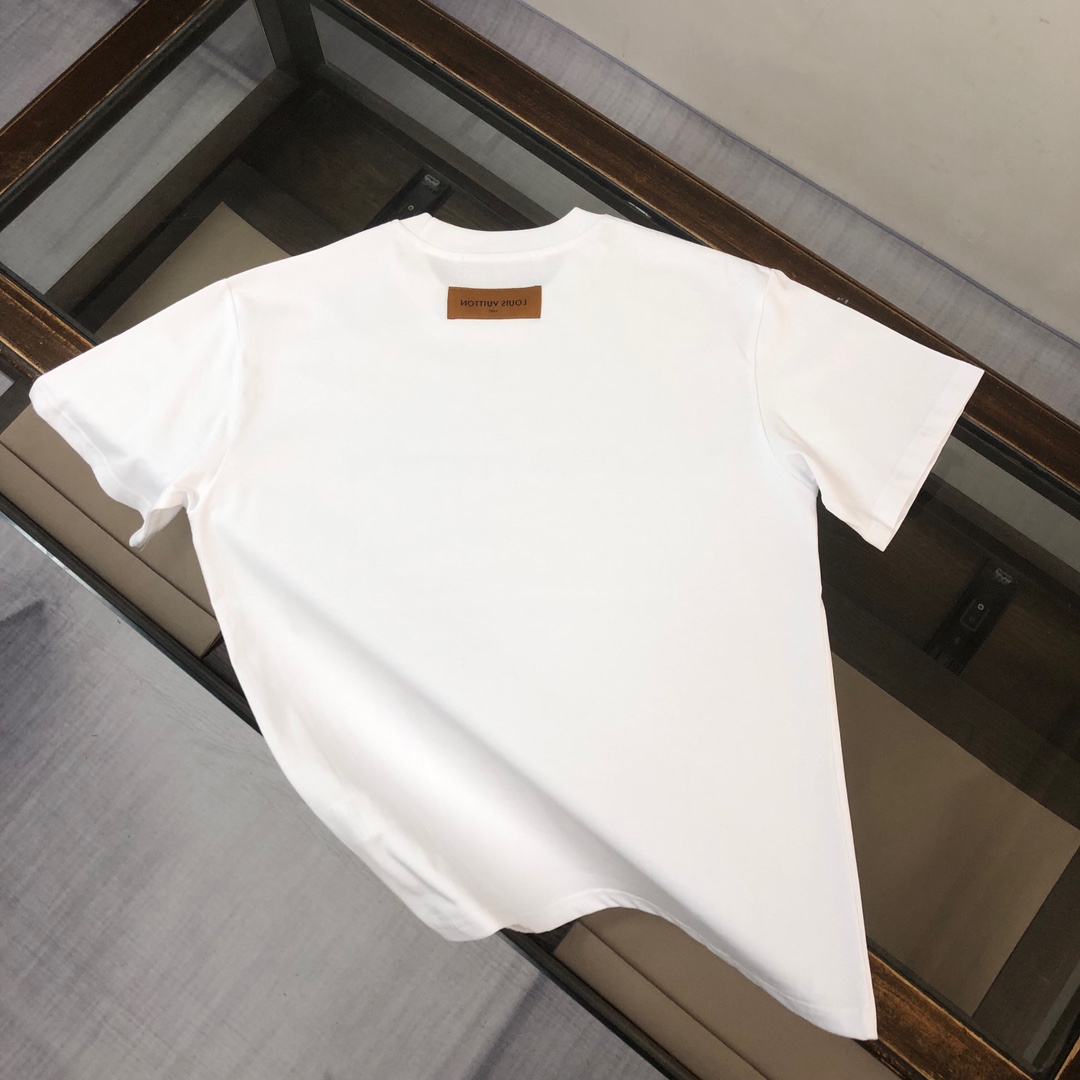 最高級ルイヴィトンスーパーコピー服 ルイヴィトンTシャツコピー ショートスリーブコットンクルーネック コットン100% ブラック ホワイト 202405099 - 画像 (10)