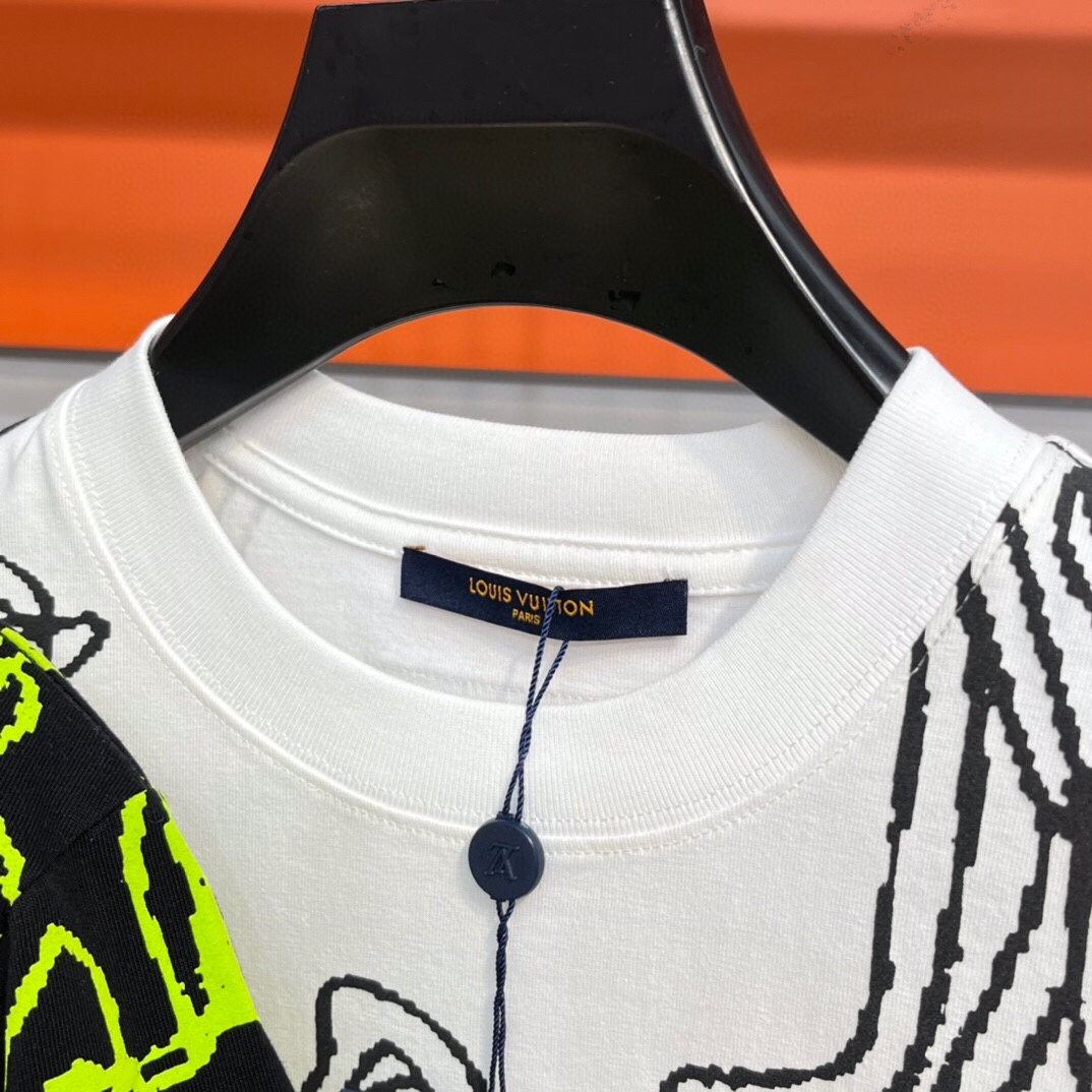 最高級ルイヴィトンスーパーコピー服 ルイヴィトンTシャツコピー エンブロイダードコットンTシャツ コットン100% ブラック 202405106 - 画像 (5)