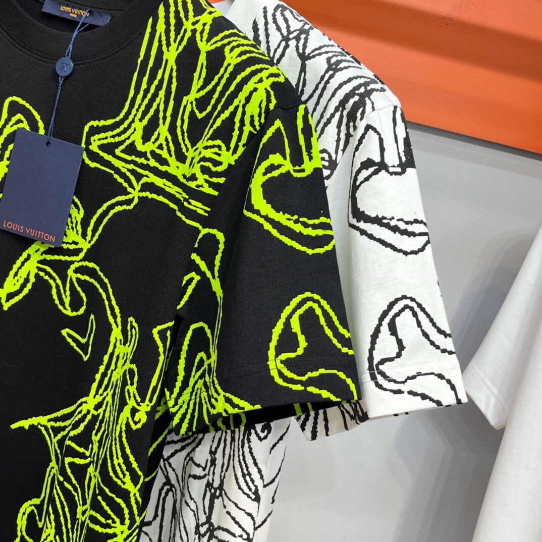 最高級ルイヴィトンスーパーコピー服 ルイヴィトンTシャツコピー エンブロイダードコットンTシャツ コットン100% ブラック 202405106 - 画像 (4)