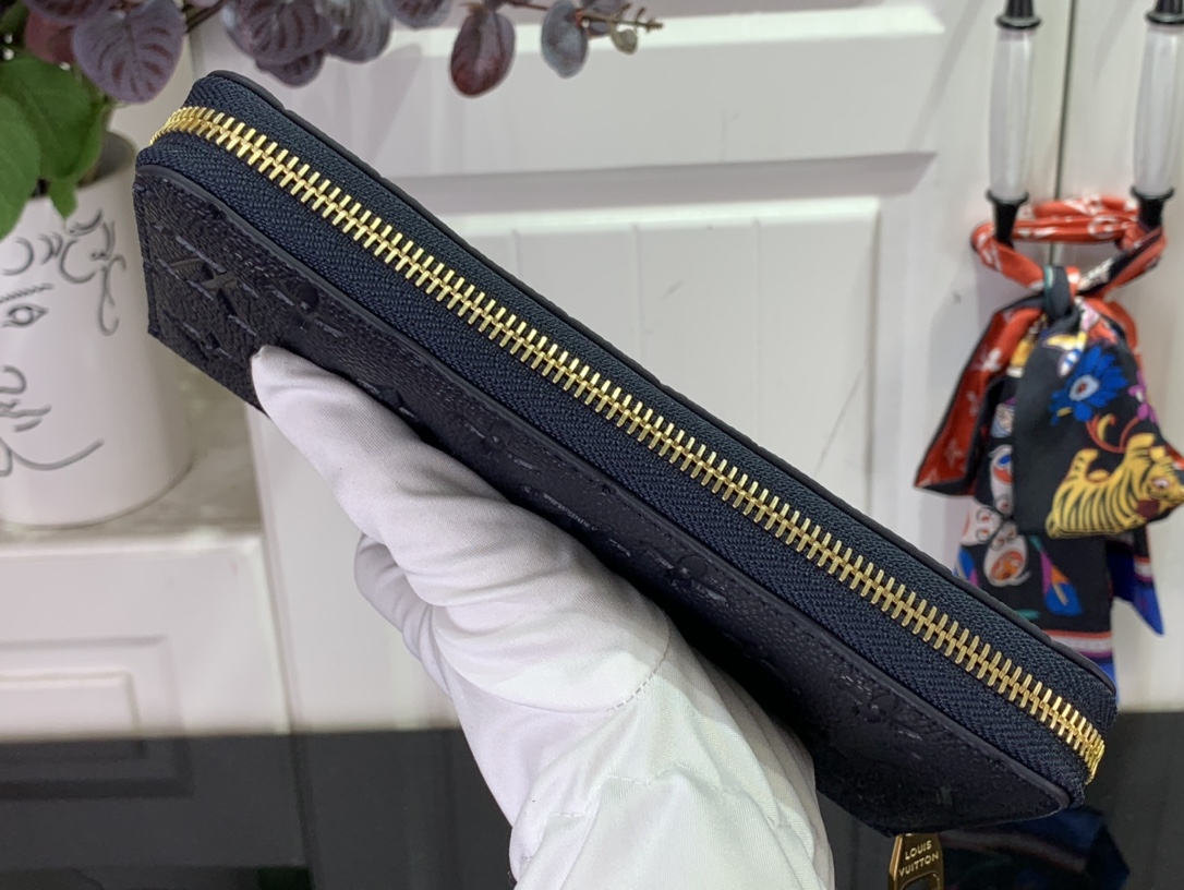 最高級ルイヴィトンスーパーコピー ルイヴィトン財布コピー ジッピー・ウォレット ネイビー ブルー M82212 モノグラム・アンプラント レザー ゴールド金具 - 画像 (6)