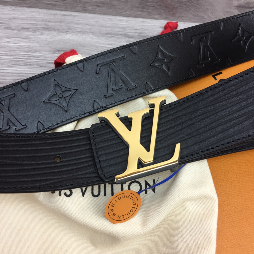 最高級ルイヴィトンスーパーコピー ルイヴィトンベルトコピー ベルト・LV イニシャル 40MM リバーシブル ブラック M8609U エピ ゴールド金具 - 画像 (4)