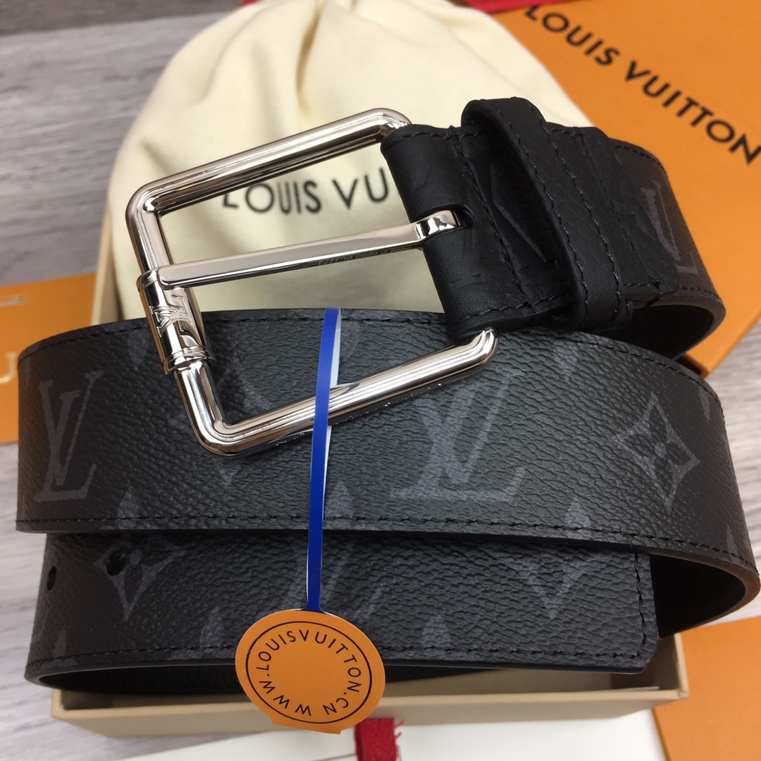 最高級ルイヴィトンスーパーコピー ルイヴィトンベルトコピー ベルト・LV イニシャル 40MM ブラック M0449Q モノグラム・エクリプス キャンバス シルバー金具 - 画像 (9)