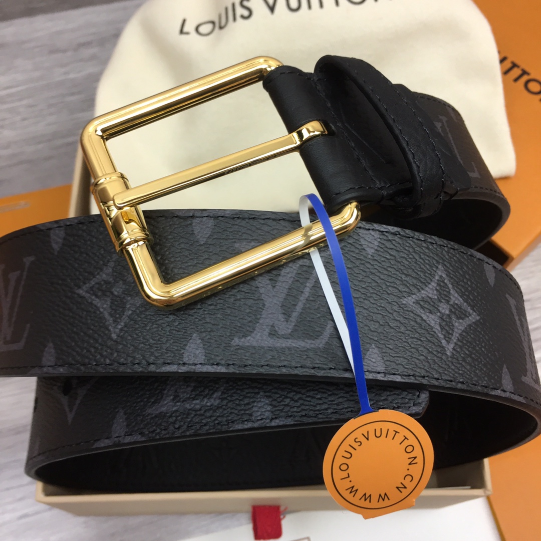 最高級ルイヴィトンスーパーコピー ルイヴィトンベルトコピー ベルト・LV イニシャル 40MM ブラック M0449Q モノグラム・エクリプス キャンバス ゴールド金具 - 画像 (9)