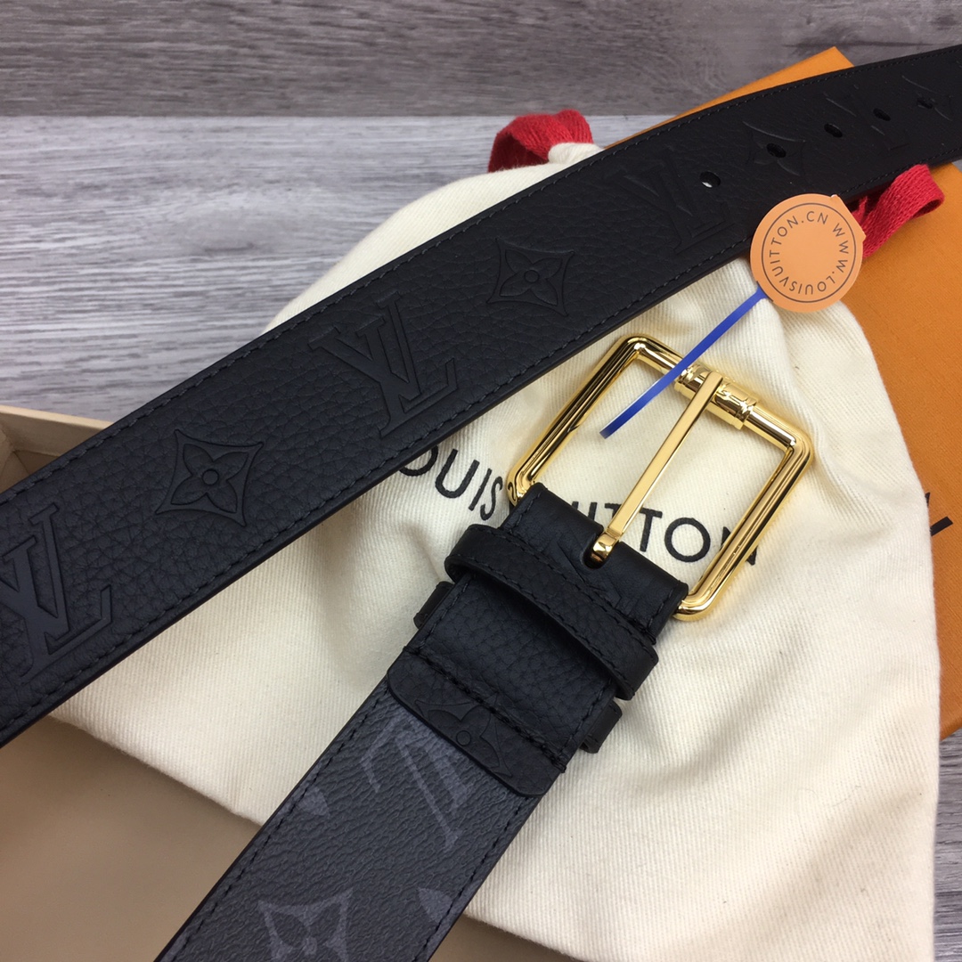 最高級ルイヴィトンスーパーコピー ルイヴィトンベルトコピー ベルト・LV イニシャル 40MM ブラック M0449Q モノグラム・エクリプス キャンバス ゴールド金具 - 画像 (8)