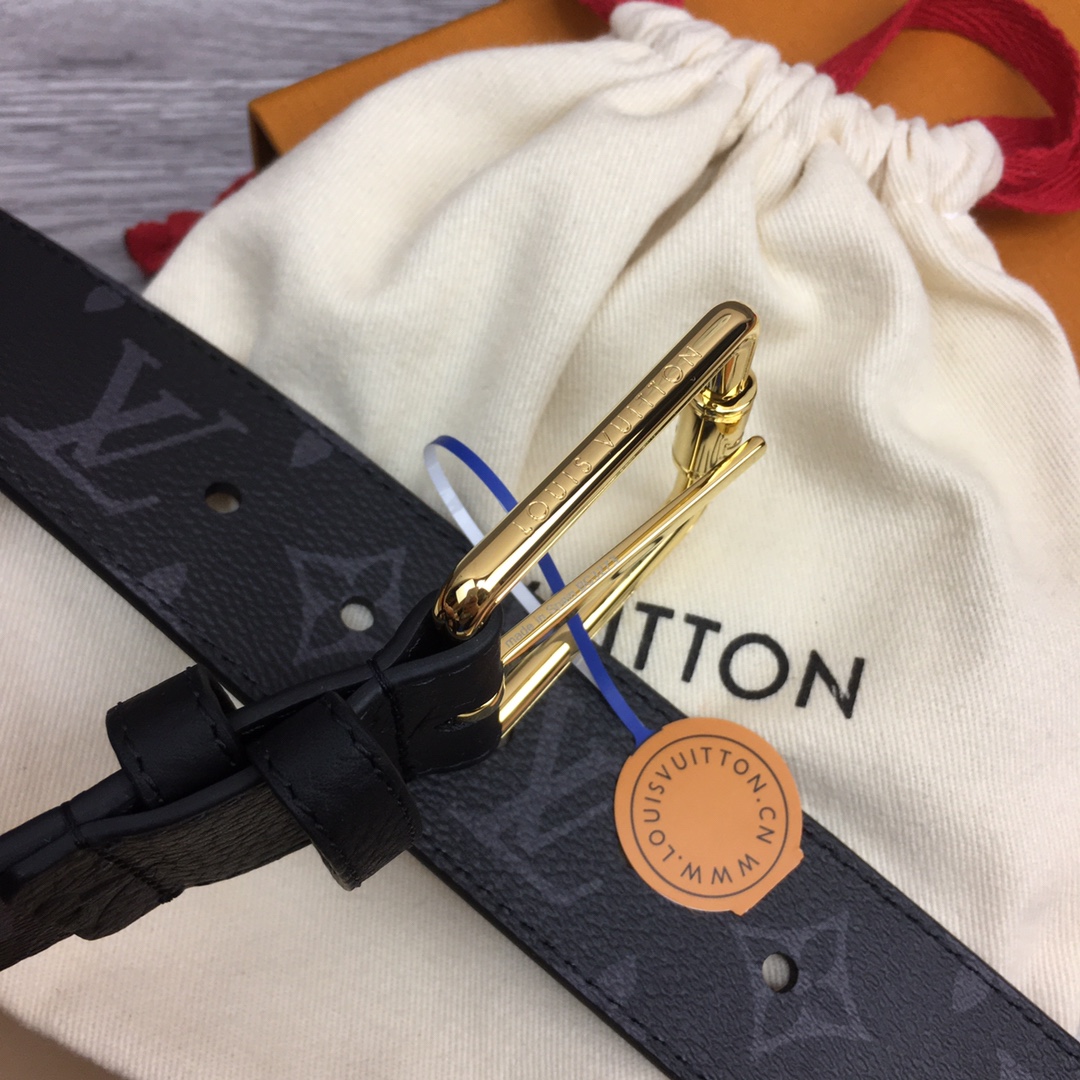 最高級ルイヴィトンスーパーコピー ルイヴィトンベルトコピー ベルト・LV イニシャル 40MM ブラック M0449Q モノグラム・エクリプス キャンバス ゴールド金具 - 画像 (7)