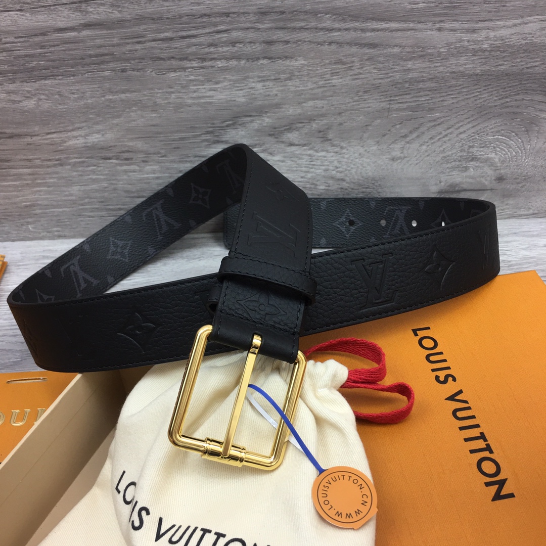 最高級ルイヴィトンスーパーコピー ルイヴィトンベルトコピー ベルト・LV イニシャル 40MM ブラック M0449Q モノグラム・エクリプス キャンバス ゴールド金具 - 画像 (5)