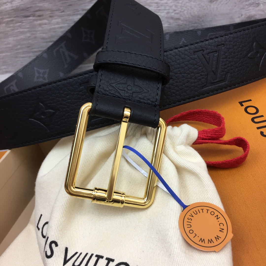 最高級ルイヴィトンスーパーコピー ルイヴィトンベルトコピー ベルト・LV イニシャル 40MM ブラック M0449Q モノグラム・エクリプス キャンバス ゴールド金具 - 画像 (4)