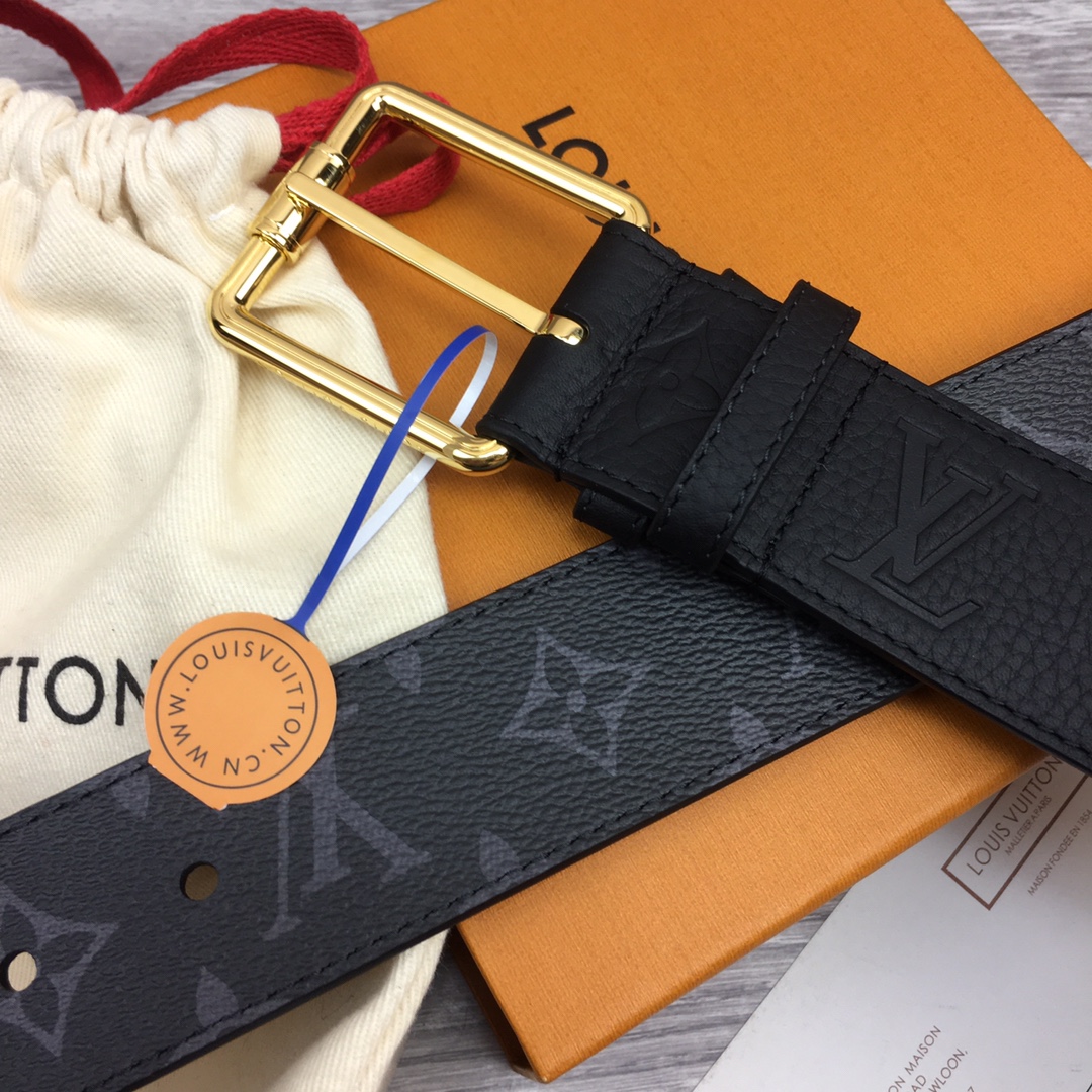 最高級ルイヴィトンスーパーコピー ルイヴィトンベルトコピー ベルト・LV イニシャル 40MM ブラック M0449Q モノグラム・エクリプス キャンバス ゴールド金具 - 画像 (2)