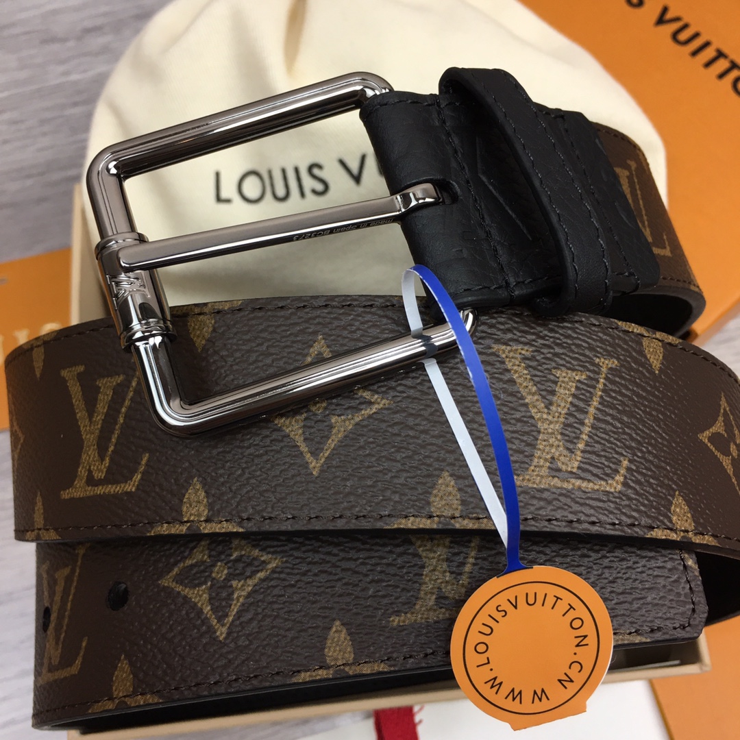 最高級ルイヴィトンスーパーコピー ルイヴィトンベルトコピー ベルト・LV ピラミッド 40MM ダークブラウン M0422U モノグラム・キャンバス シルバー金具 - 画像 (9)
