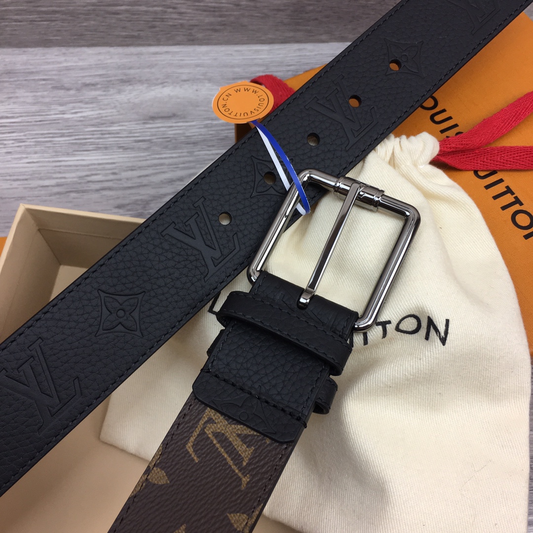 最高級ルイヴィトンスーパーコピー ルイヴィトンベルトコピー ベルト・LV ピラミッド 40MM ダークブラウン M0422U モノグラム・キャンバス シルバー金具 - 画像 (8)