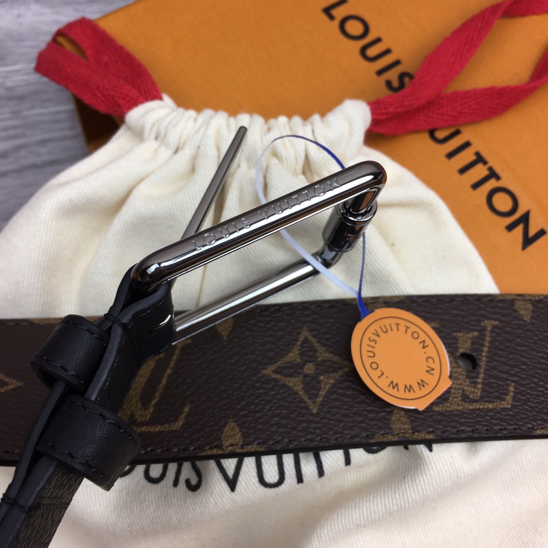 最高級ルイヴィトンスーパーコピー ルイヴィトンベルトコピー ベルト・LV ピラミッド 40MM ダークブラウン M0422U モノグラム・キャンバス シルバー金具 - 画像 (7)