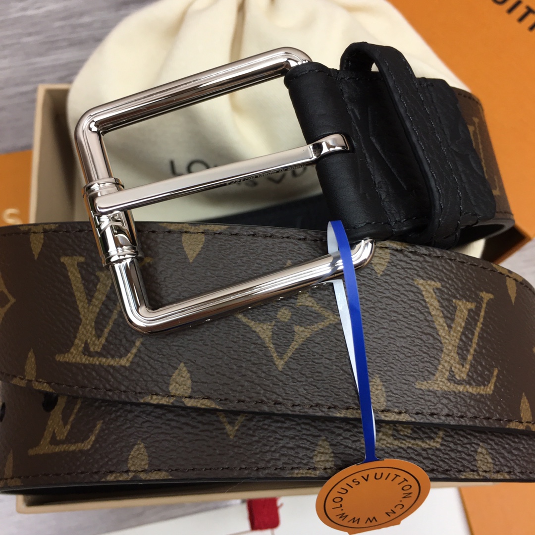 最高級ルイヴィトンスーパーコピー ルイヴィトンベルトコピー ベルト・LV ピラミッド 40MM ダークブラウン M0422U モノグラム・キャンバス シルバー金具 - 画像 (9)