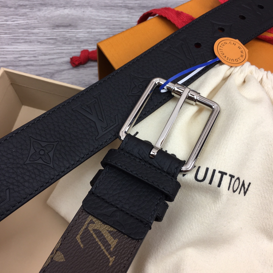 最高級ルイヴィトンスーパーコピー ルイヴィトンベルトコピー ベルト・LV ピラミッド 40MM ダークブラウン M0422U モノグラム・キャンバス シルバー金具 - 画像 (8)