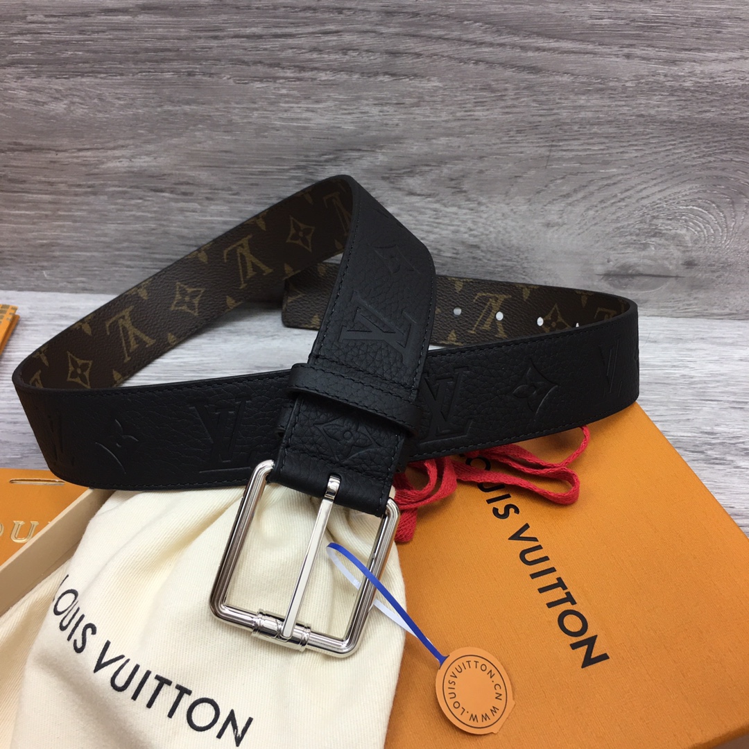 最高級ルイヴィトンスーパーコピー ルイヴィトンベルトコピー ベルト・LV ピラミッド 40MM ダークブラウン M0422U モノグラム・キャンバス シルバー金具 - 画像 (4)