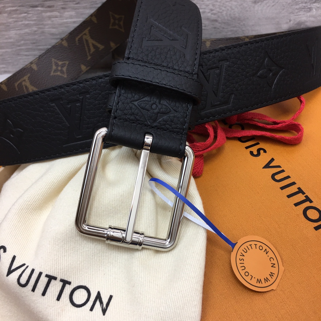 最高級ルイヴィトンスーパーコピー ルイヴィトンベルトコピー ベルト・LV ピラミッド 40MM ダークブラウン M0422U モノグラム・キャンバス シルバー金具 - 画像 (3)