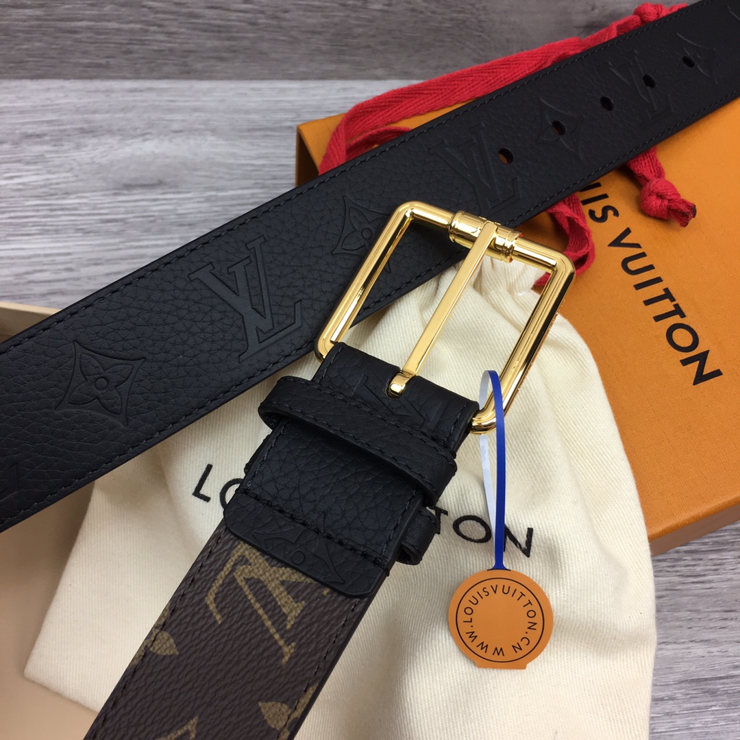 最高級ルイヴィトンスーパーコピー ルイヴィトンベルトコピー ベルト・LV ピラミッド 40MM ダークブラウン M0422U モノグラム・キャンバス ゴールド金具 - 画像 (8)