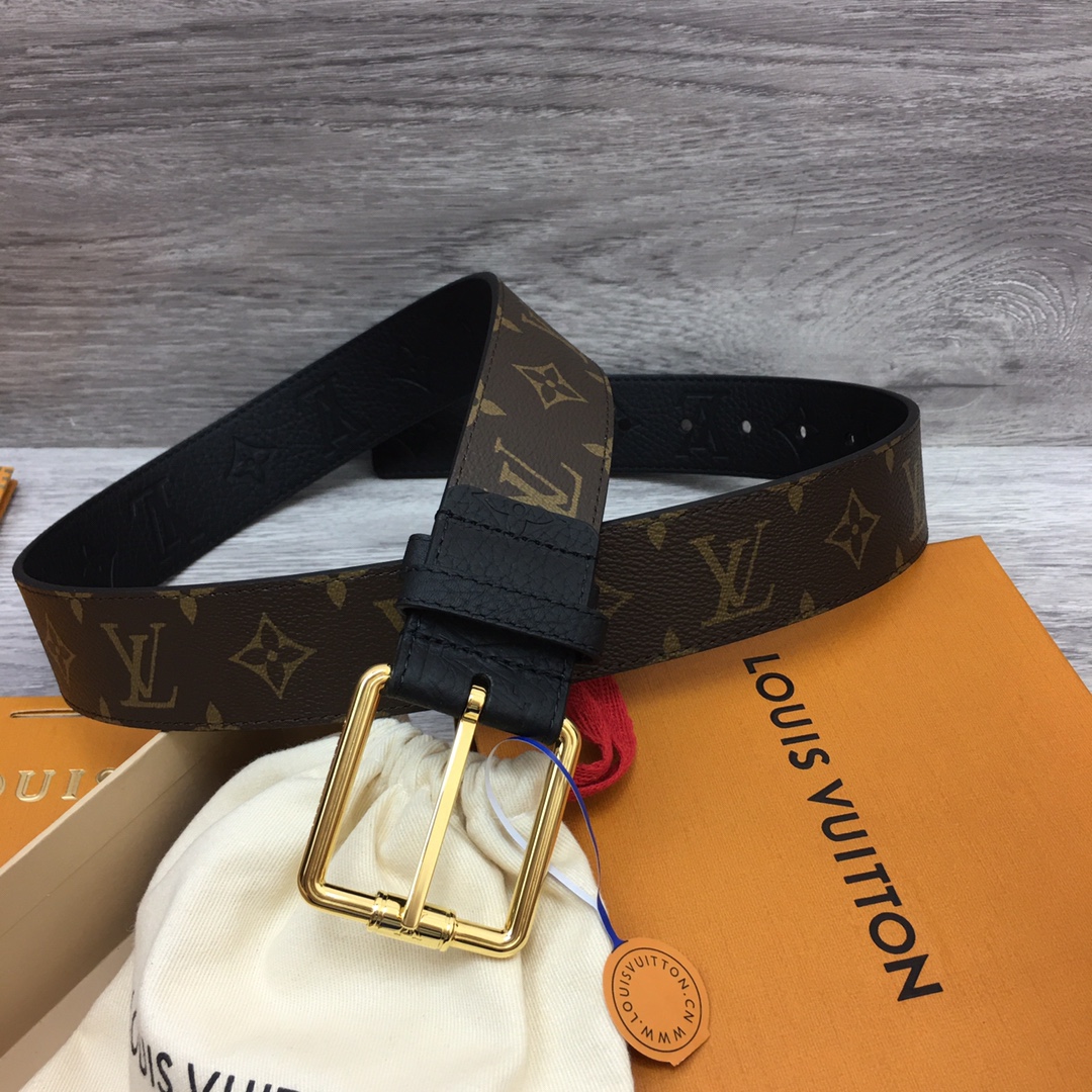 最高級ルイヴィトンスーパーコピー ルイヴィトンベルトコピー ベルト・LV ピラミッド 40MM ダークブラウン M0422U モノグラム・キャンバス ゴールド金具 - 画像 (5)