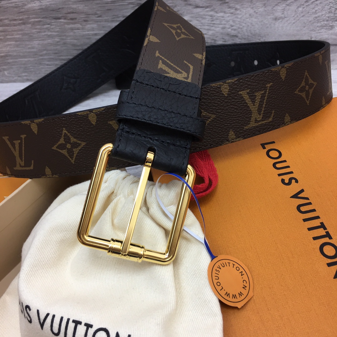 最高級ルイヴィトンスーパーコピー ルイヴィトンベルトコピー ベルト・LV ピラミッド 40MM ダークブラウン M0422U モノグラム・キャンバス ゴールド金具 - 画像 (4)