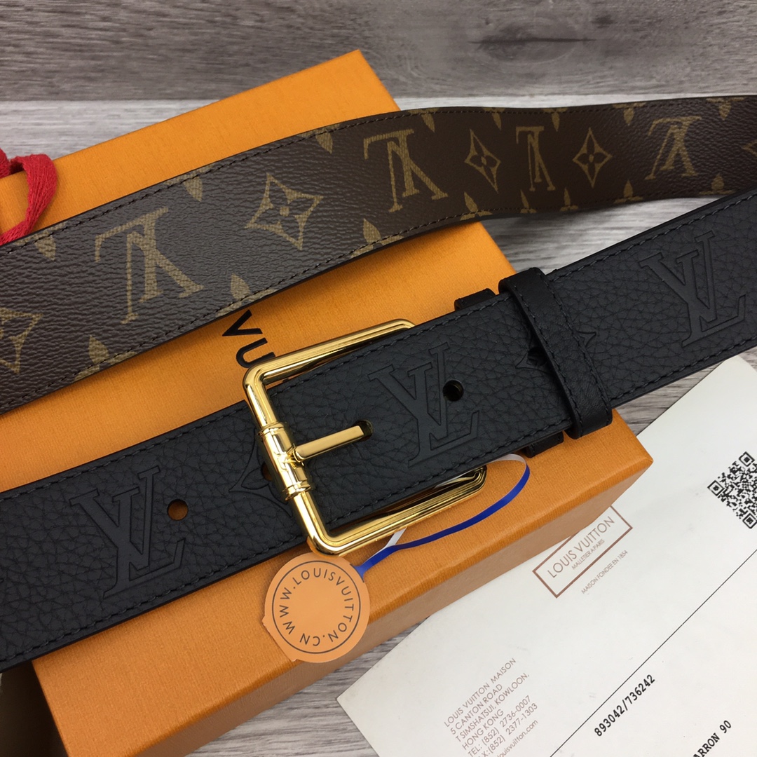 最高級ルイヴィトンスーパーコピー ルイヴィトンベルトコピー ベルト・LV ピラミッド 40MM ダークブラウン M0422U モノグラム・キャンバス ゴールド金具 - 画像 (3)