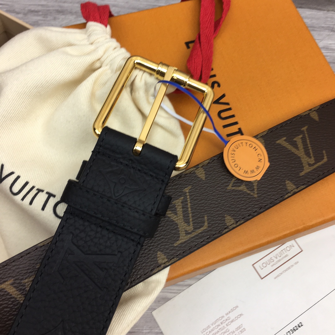 最高級ルイヴィトンスーパーコピー ルイヴィトンベルトコピー ベルト・LV ピラミッド 40MM ダークブラウン M0422U モノグラム・キャンバス ゴールド金具 - 画像 (2)