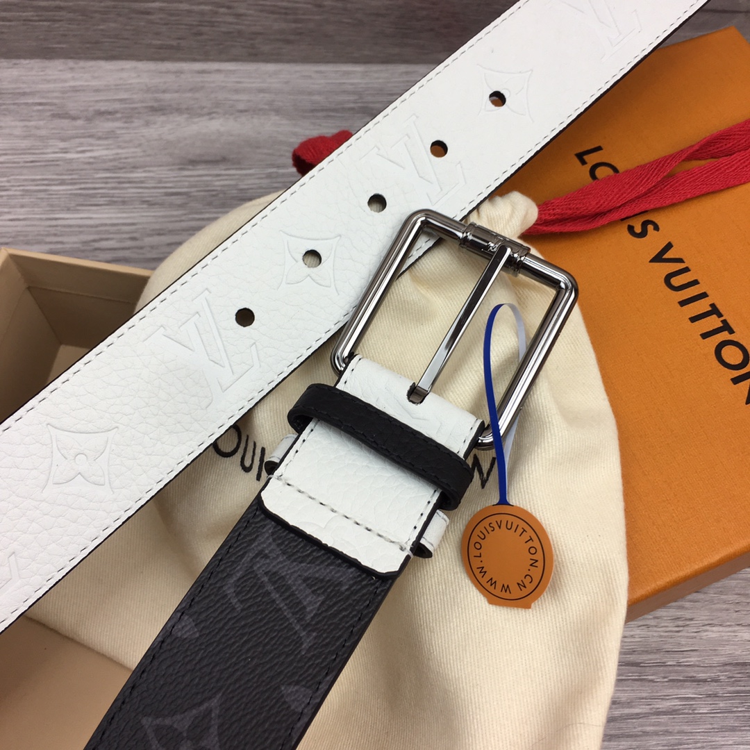 最高級ルイヴィトンスーパーコピー ルイヴィトンベルトコピー ベルト・LV シャドウ 40MMリバーシブル ブラック M8565V モノグラム・エクリプス キャンバス シルバー金具 - 画像 (8)