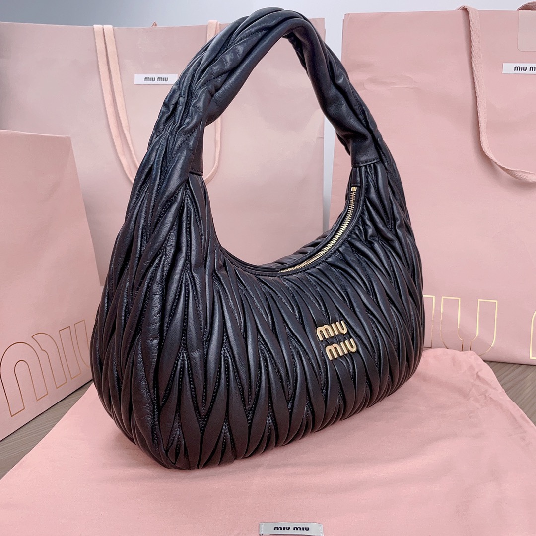 最高級MiuMiuスーパーコピー ミュウミュウバッグコピー ワンダー マテラッセレザー ホーボーバッグ サンド/ダークブラウ 5BC108_2F6Q_F0V6L_V_OOY レザー ゴールド金具 - 画像 (9)