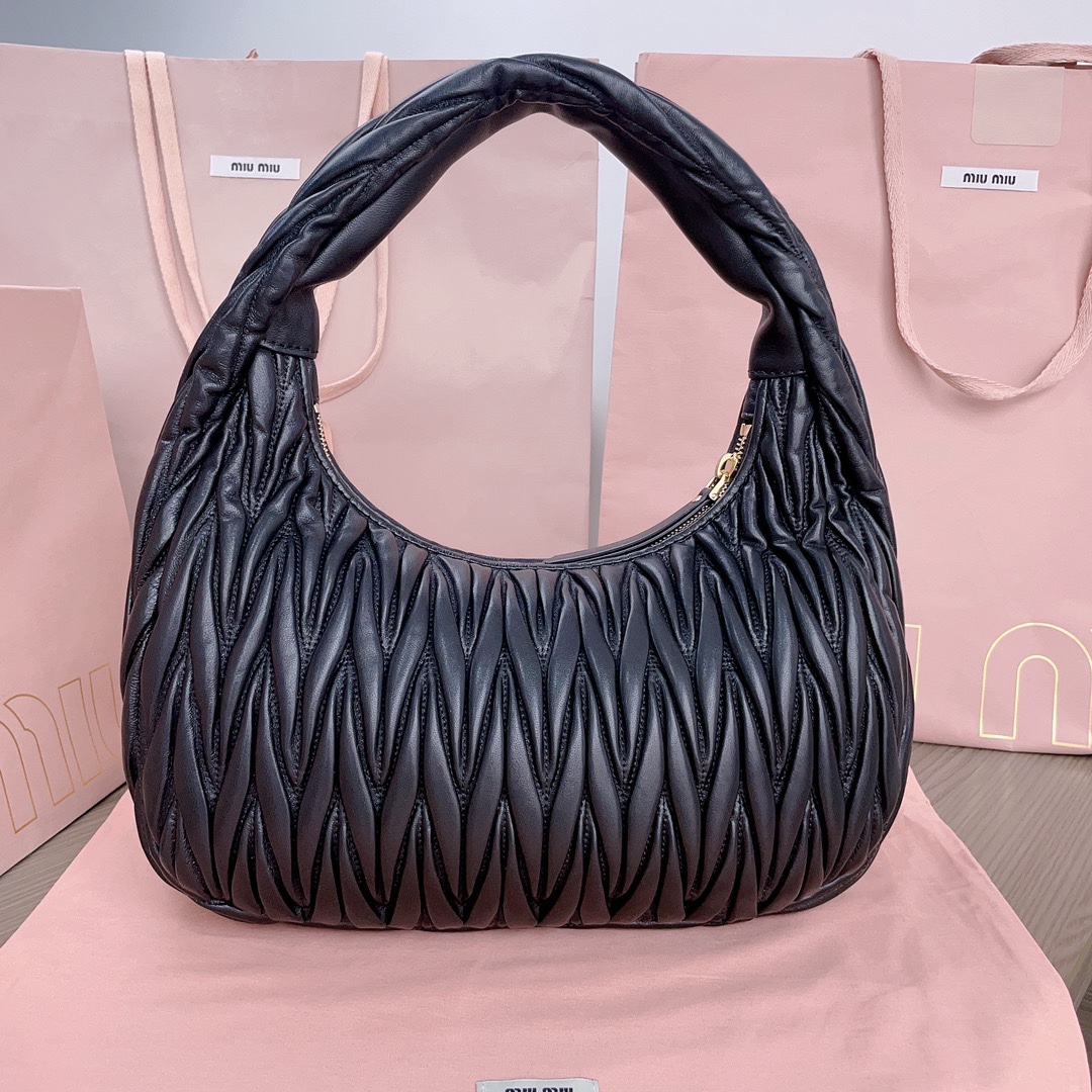 最高級MiuMiuスーパーコピー ミュウミュウバッグコピー ワンダー マテラッセレザー ホーボーバッグ サンド/ダークブラウ 5BC108_2F6Q_F0V6L_V_OOY レザー ゴールド金具 - 画像 (8)