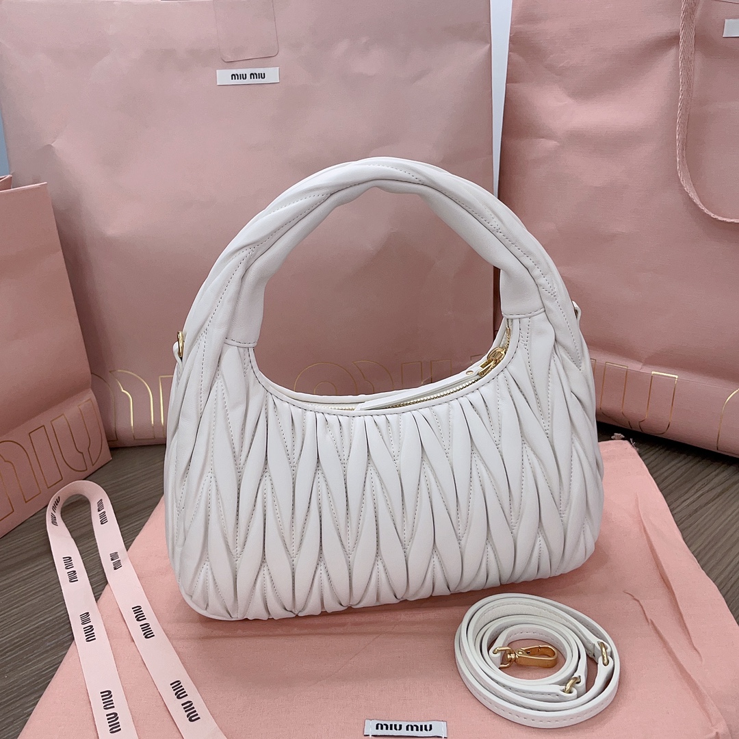 最高級MiuMiuスーパーコピー ミュウミュウバッグコピー ワンダー マテラッセレザー ホーボーバッグ ホワイト 5BC153_N88_F0009_V_OOO レザー ゴールド金具 - 画像 (8)