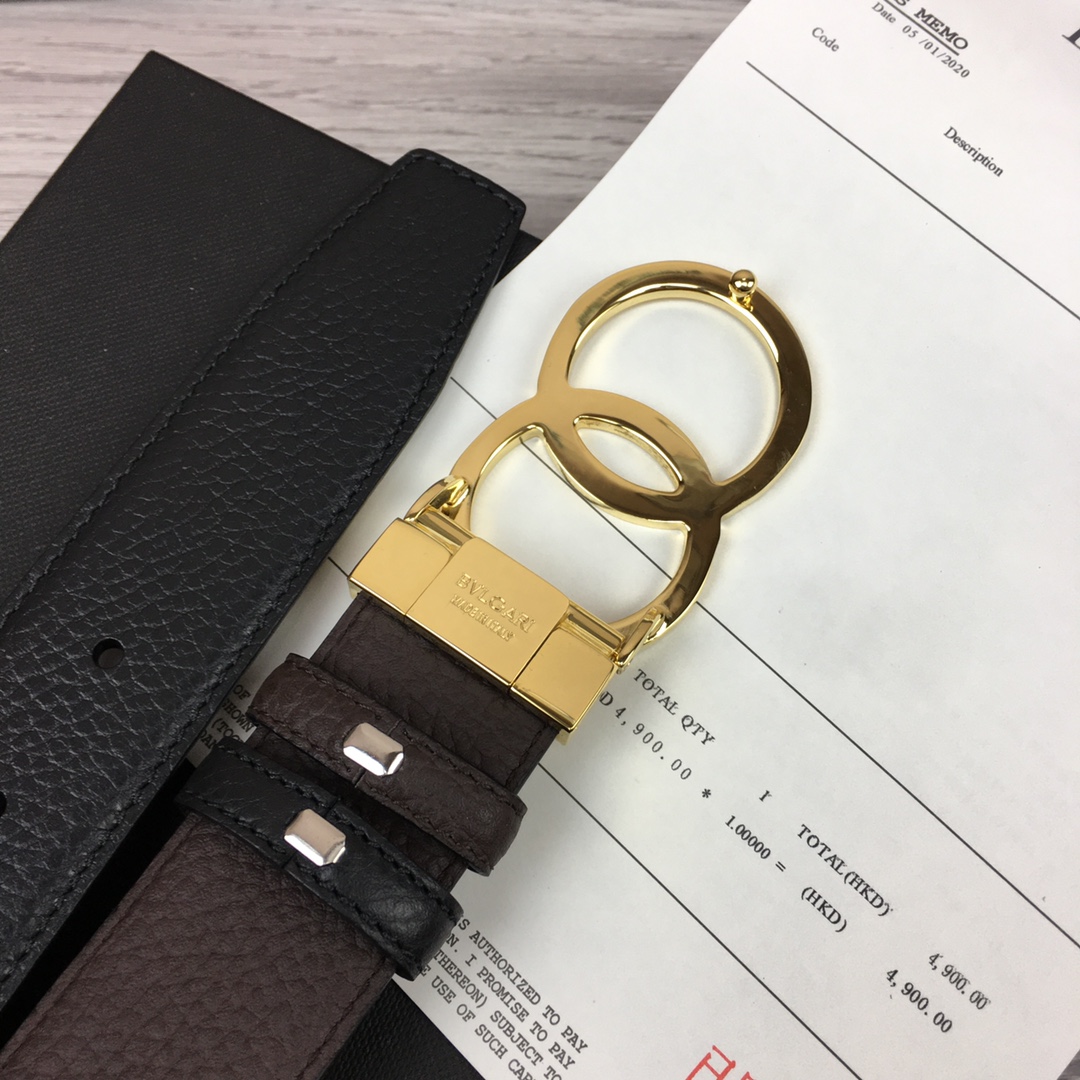 最高級ブルガリスーパーコピー ブルガリベルトコピー ブラック/ブラウン カーフレザー ゴールド金具 202404518 - 画像 (7)