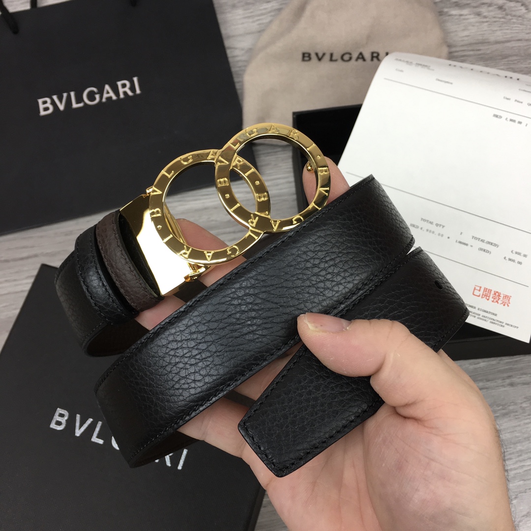 最高級ブルガリスーパーコピー ブルガリベルトコピー ブラック/ブラウン カーフレザー ゴールド金具 202404518 - 画像 (4)