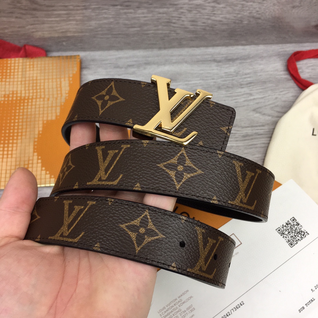 最高級ルイヴィトンスーパーコピー ルイヴィトンベルトコピー ベルト・LV イニシャル 30MM リバーシブル M0565X ダークブラウン モノグラム・キャンバス ゴールド金具 202404541 - 画像 (2)